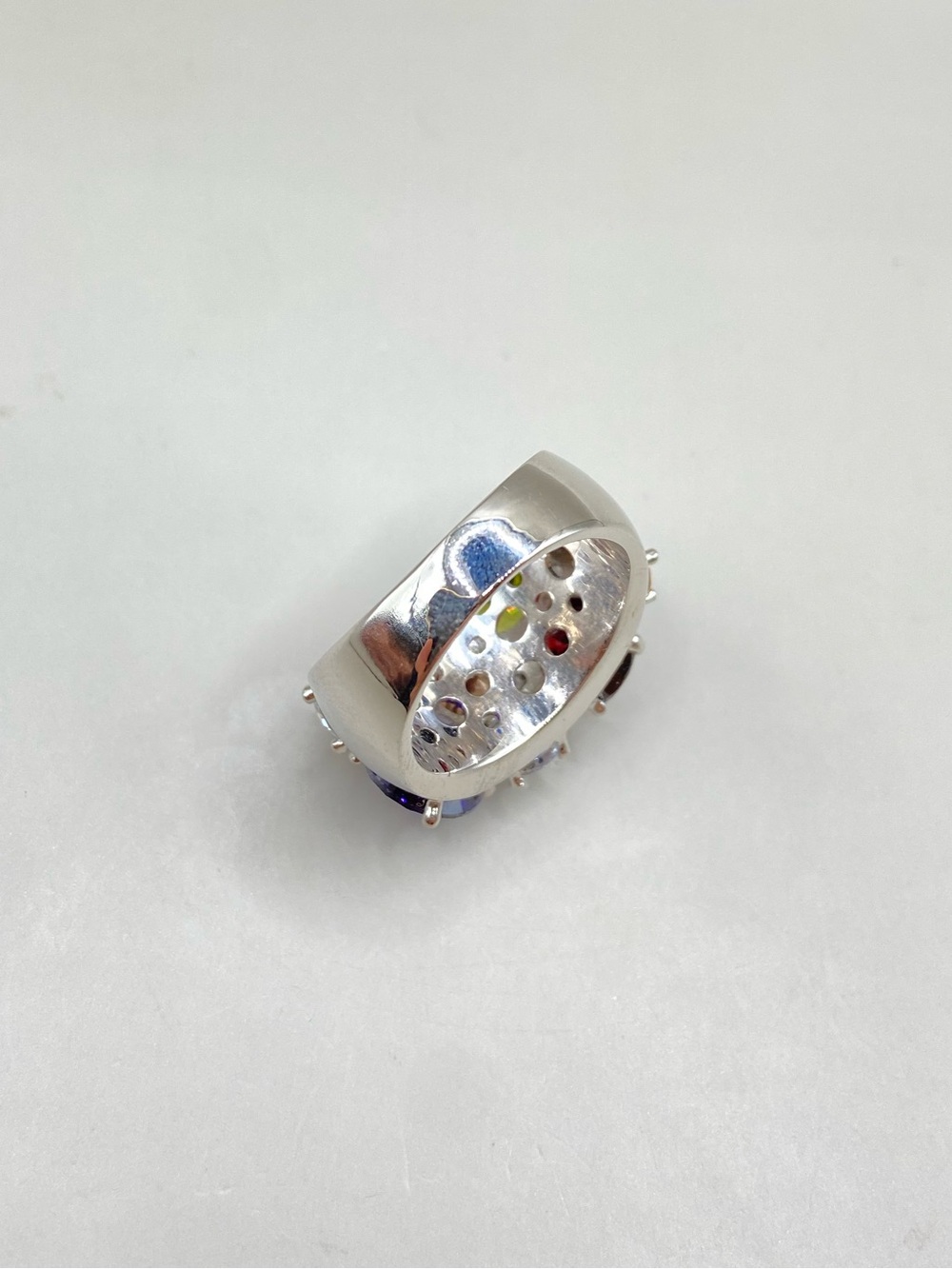 Vintage Natalia V Collister NVC Silver Tone Multicolor Gemstone Ring - Picture 6 of 8